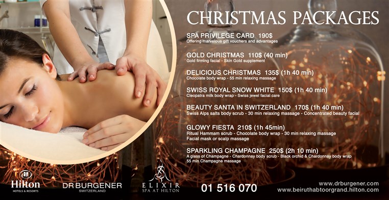 Spa Dr Burgener and Elixir Spa Christmas promotions at Hilton
